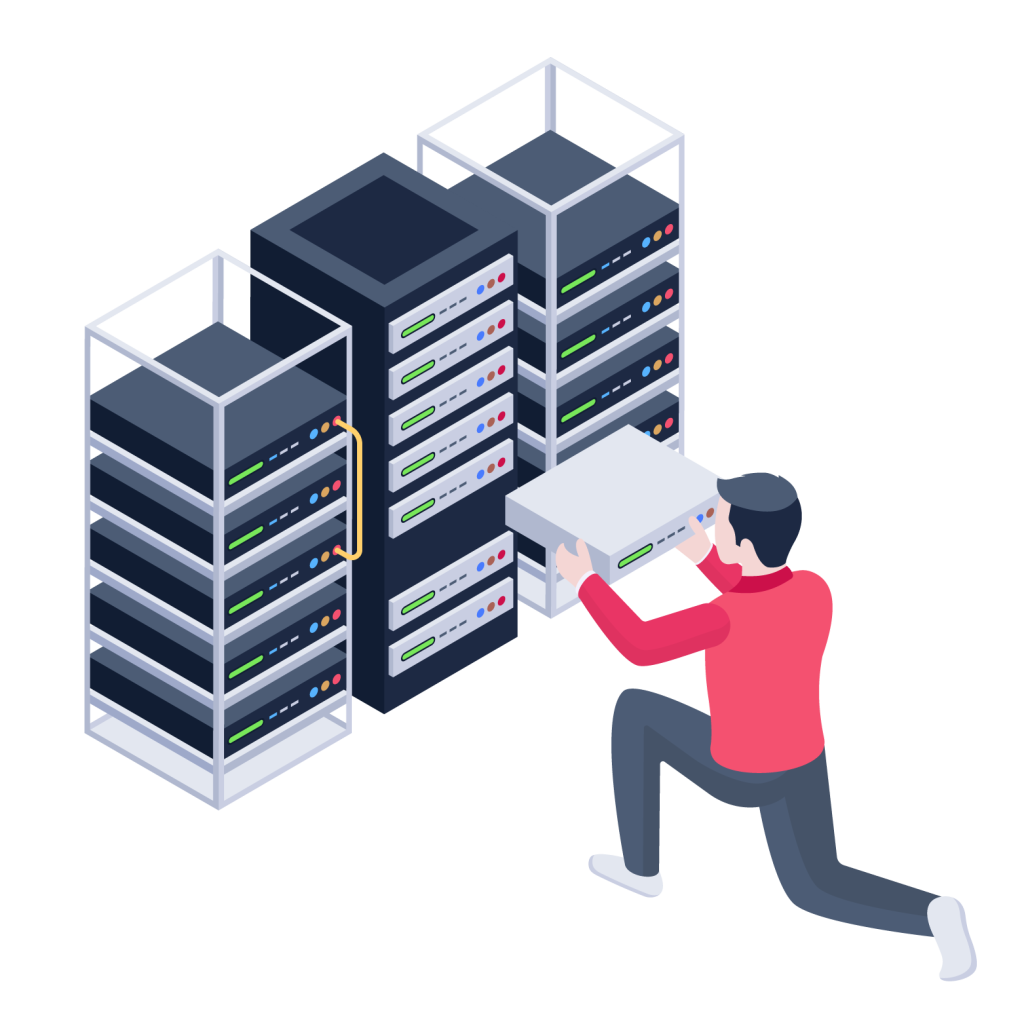 Lovepik com 450101361 Person with data centers isometric icon of server admin edited